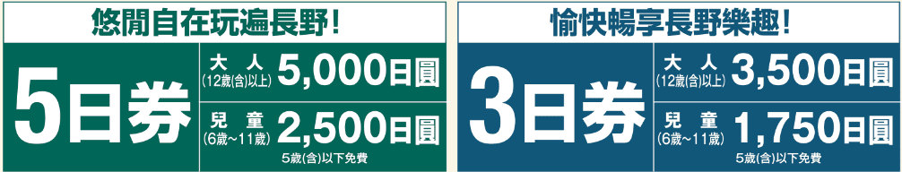 【優惠車票】長野周遊券~能無限搭乘長野縣內起4家私鐵公司、僅限搭配3張鐵路周遊券購買者才能購買使用~