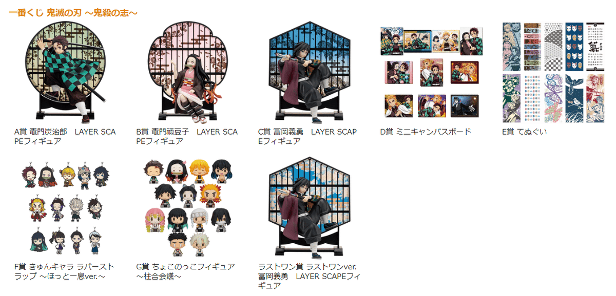 【商品整理】鬼滅之刃歷次一番賞商品內容從2019年初登場迄