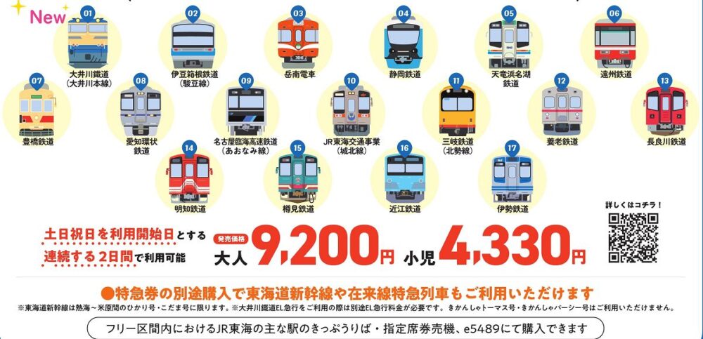 【優惠車票】JR東海&17私鐵周遊券~鐵道迷必見!2026年4月1日起新增大井川鐵道~ - 第2張圖 【優惠車票】JR東海&17私鐵周遊券~鐵道迷必見!2026年4月1日起新增大井川鐵道~