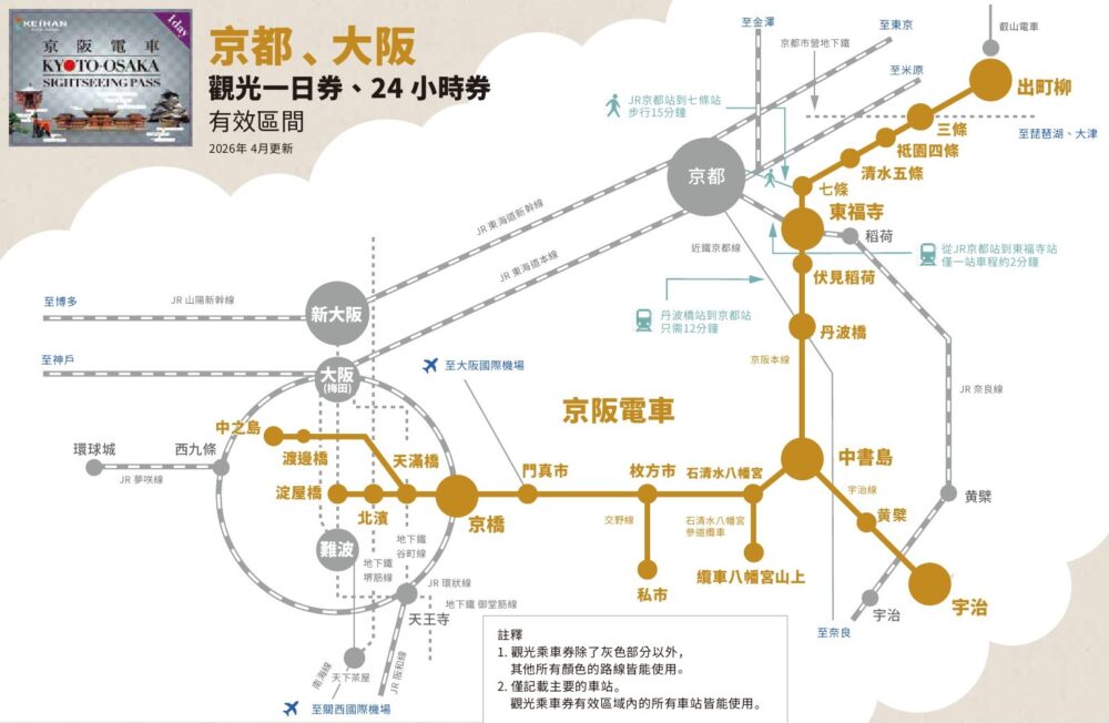 【優惠車票】京阪電鐵發行CP值極高的京都大阪觀光一日券及24小時券~2026年最新版內容公布~
