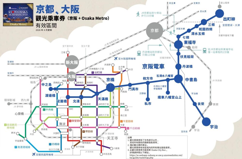 【優惠車票】京阪電鐵發行CP值極高的京都大阪觀光一日券及24小時券~2026年最新版內容公布~